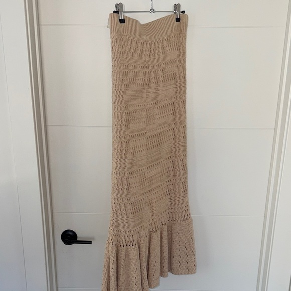 Petal & Pup Dresses & Skirts - Petal & Pup Beige Crochet Maxi Skirt with Flared Hem